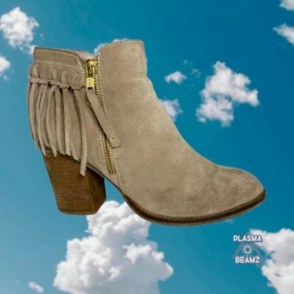 Aldo Suede Stacked Heel Fringe Ankle Bootie 7 - Picture 1 of 14